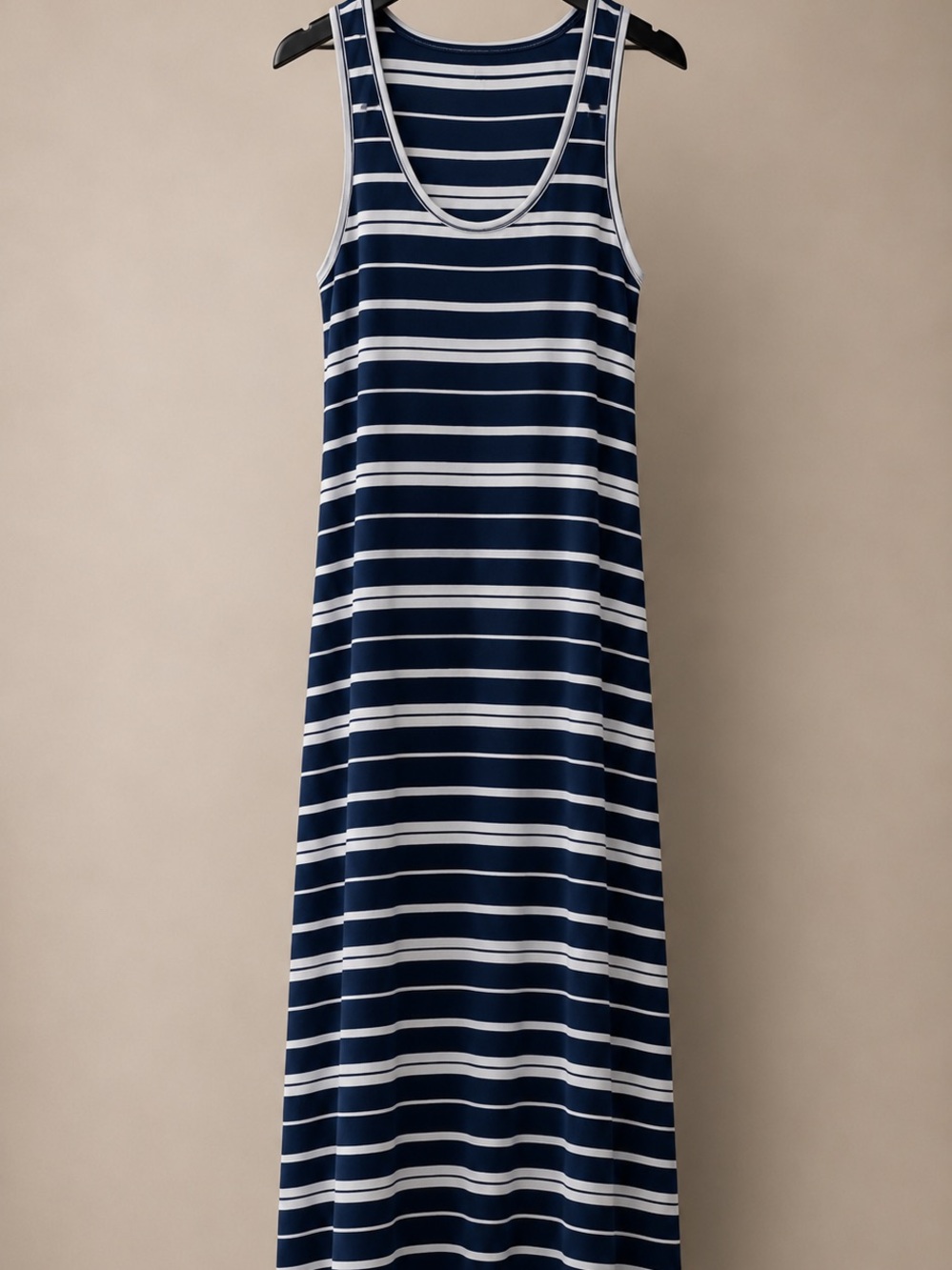 Striped Navy and White Tank Maxi Dress